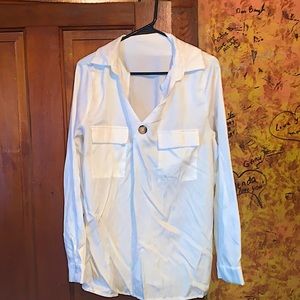 White collared long sleeve with button